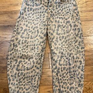 NWOT Free People Leopard Barrel Jeans